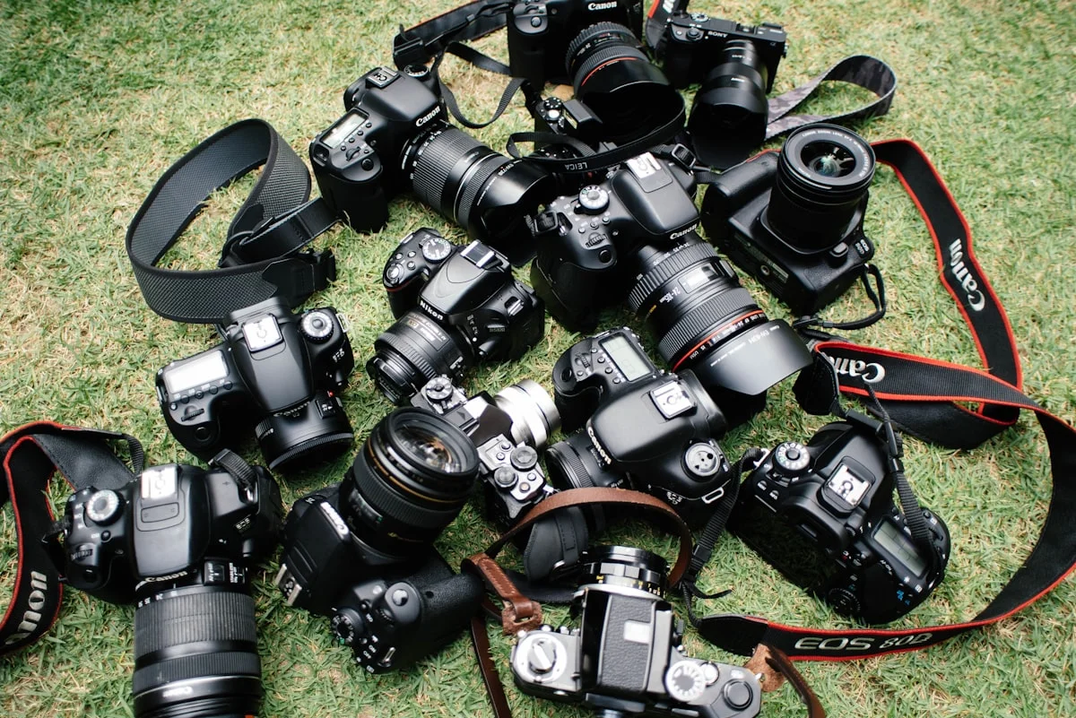 photography composition rules explained - Canon DSLR cameras on grass